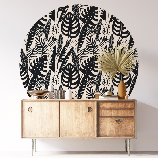 Round / Circle Wall Sticker - Botanical pattern