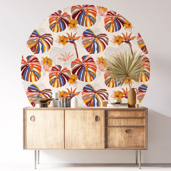 Round / Circle Wall Sticker - Botanical pattern