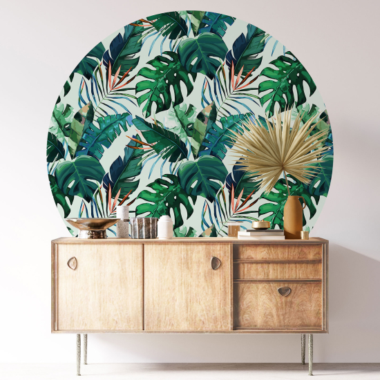 Round / Circle Wall Sticker - Botanical pattern