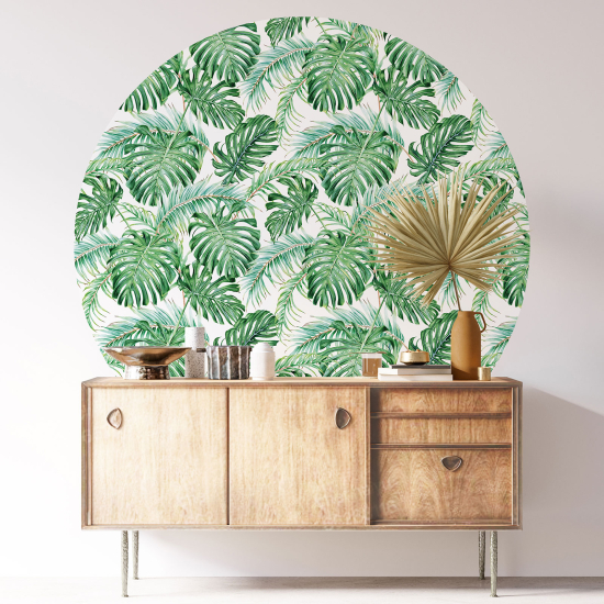 Round / Circle Wall Sticker - Botanical pattern