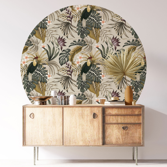 Round / Circle Wall Sticker - Botanical pattern