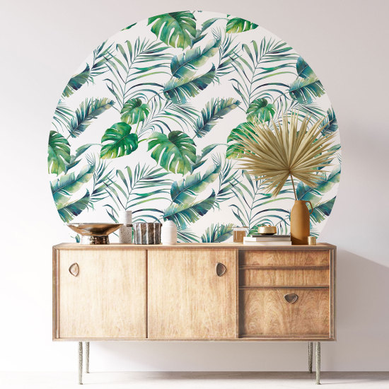 Round / Circle Wall Sticker - Botanical pattern