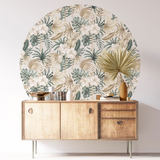 Round / Circle Wall Sticker - Botanical pattern