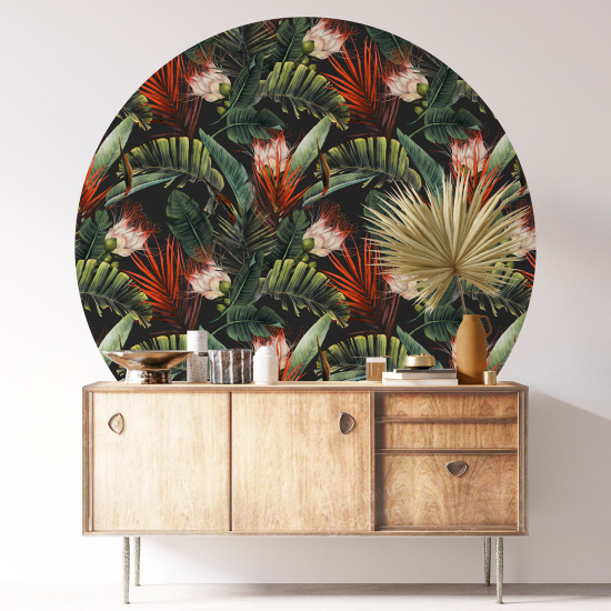 Round / Circle Wall Sticker - Botanical pattern