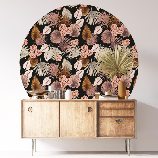 Round / Circle Wall Sticker - Botanical pattern