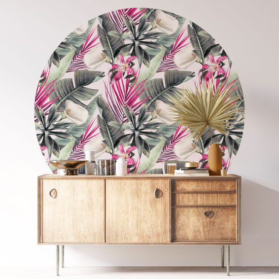 Round / Circle Wall Sticker - Botanical pattern