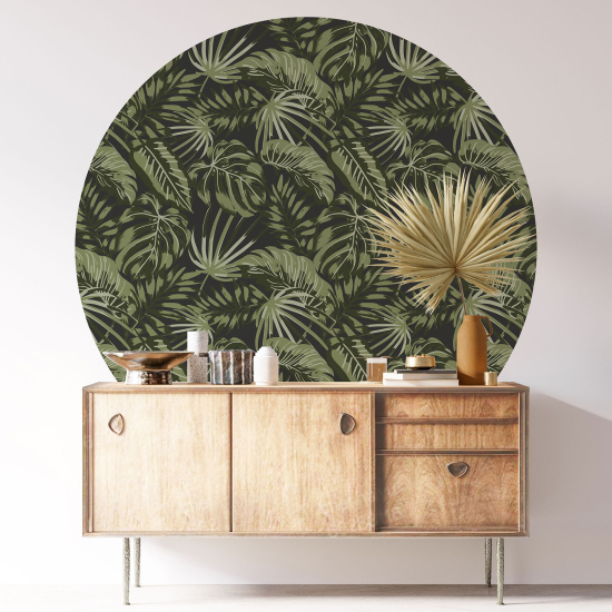 Round / Circle Wall Sticker - Botanical pattern