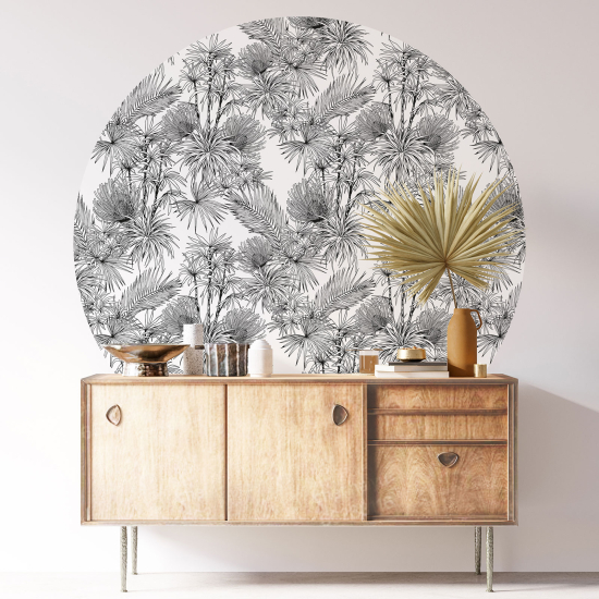 Round / Circle Wall Sticker - Botanical pattern