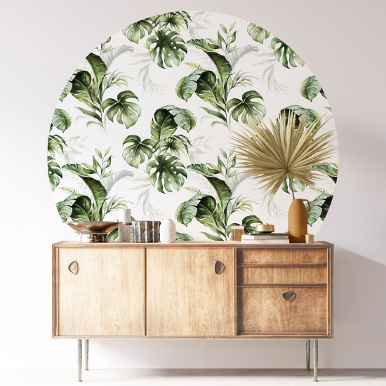 Round / Circle Wall Sticker - Botanical pattern