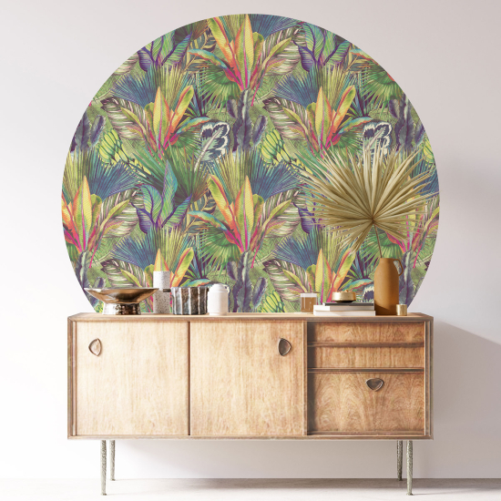 Round / Circle Wall Sticker - Botanical pattern