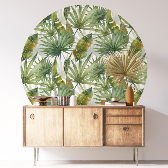 Round / Circle Wall Sticker - Botanical pattern