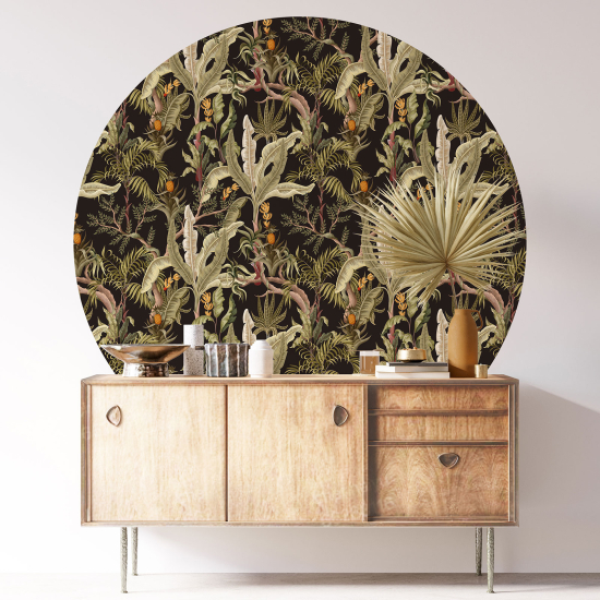 Round / Circle Wall Sticker - Botanical pattern