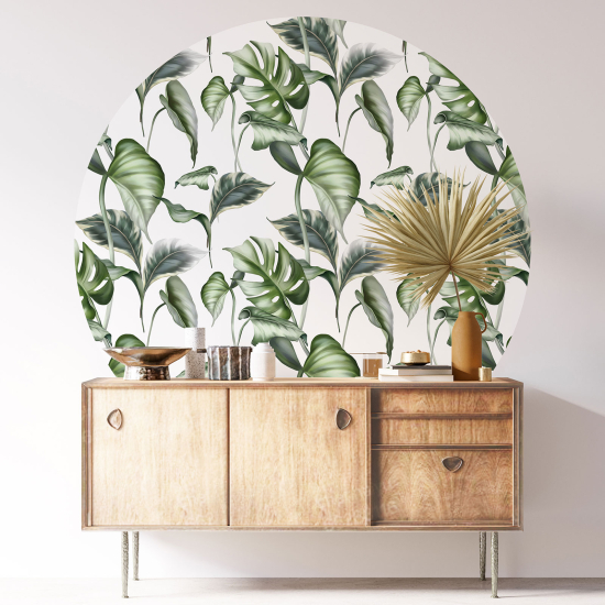 Round / Circle Wall Sticker - Botanical pattern