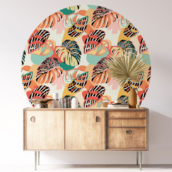 Round / Circle Wall Sticker - Botanical pattern