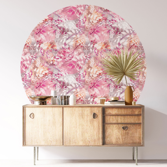 Round / Circle Wall Sticker - Botanical pattern