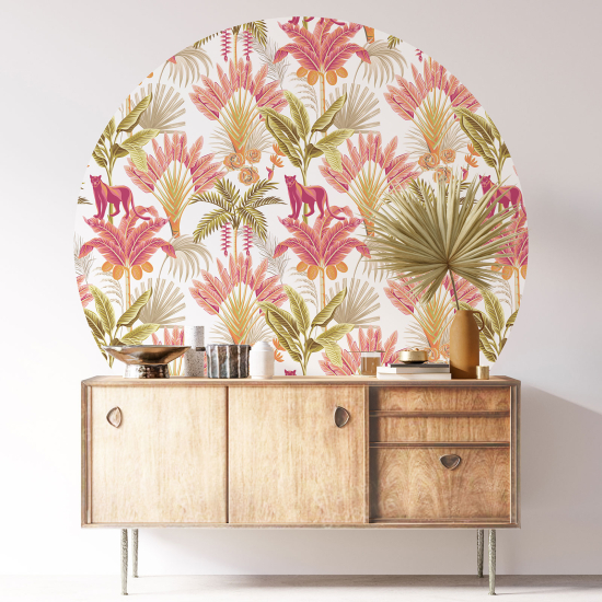 Round / Circle Wall Sticker - Botanical pattern