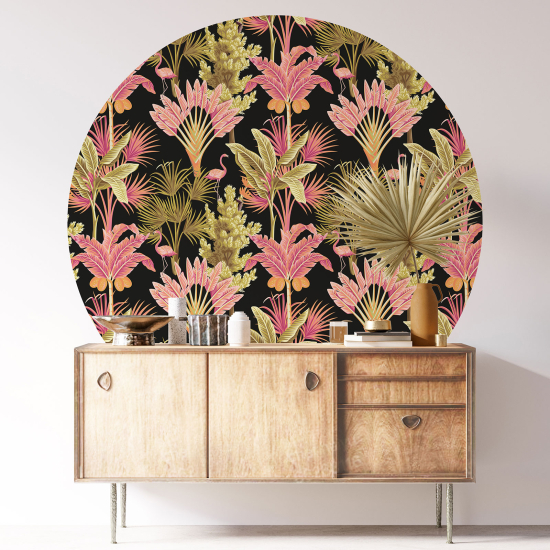 Round / Circle Wall Sticker - Botanical pattern