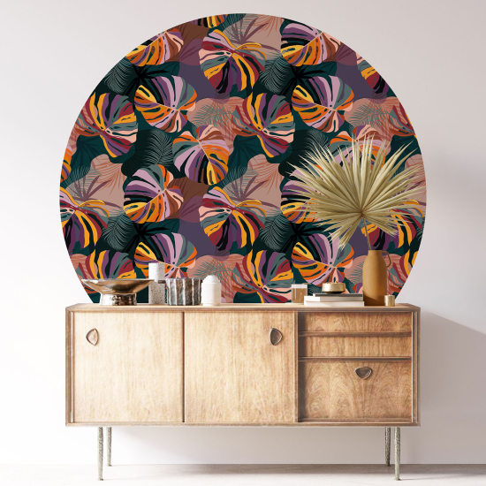 Round / Circle Wall Sticker - Botanical pattern