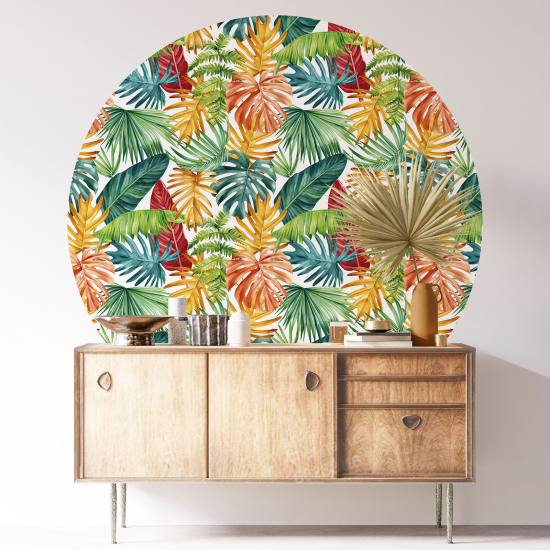 Round / Circle Wall Sticker - Botanical pattern