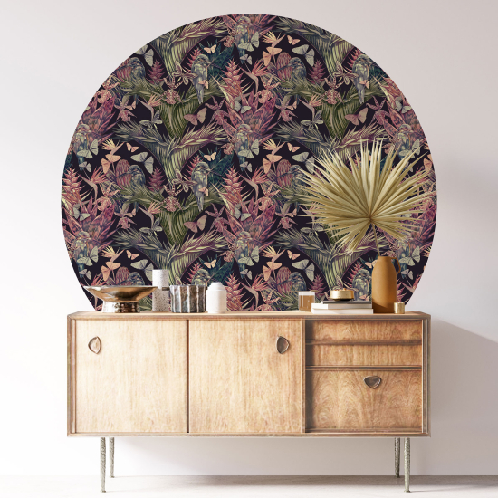 Round / Circle Wall Sticker - Botanical pattern