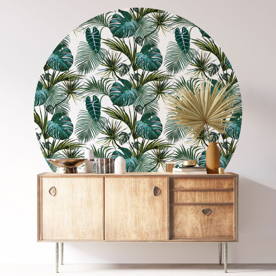 Round / Circle Wall Sticker - Botanical pattern