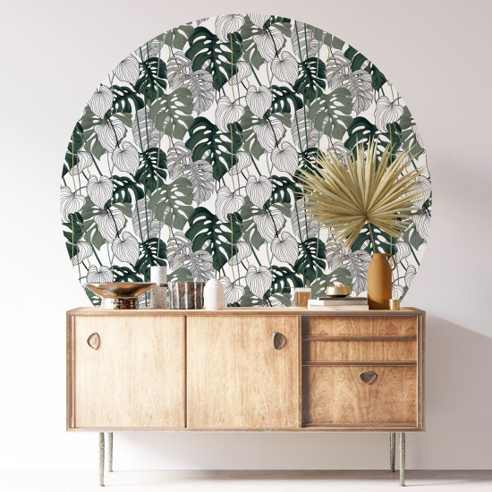 Round / Circle Wall Sticker - Botanical pattern