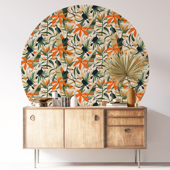 Round / Circle Wall Sticker - Botanical pattern