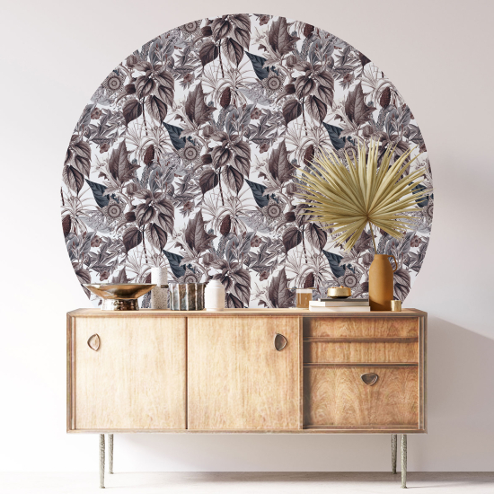 Round / Circle Wall Sticker - Botanical pattern