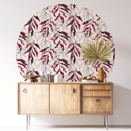 Round / Circle Wall Sticker - Botanical pattern