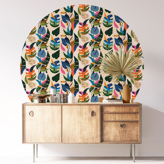 Round / Circle Wall Sticker - Botanical pattern