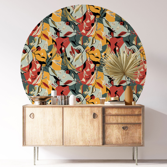 Round / Circle Wall Sticker - Botanical pattern