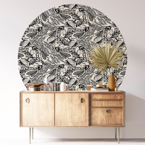 Round / Circle Wall Sticker - Botanical pattern