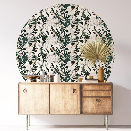 Round / Circle Wall Sticker - Botanical pattern