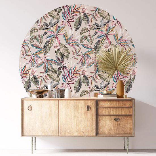 Round / Circle Wall Sticker - Botanical pattern