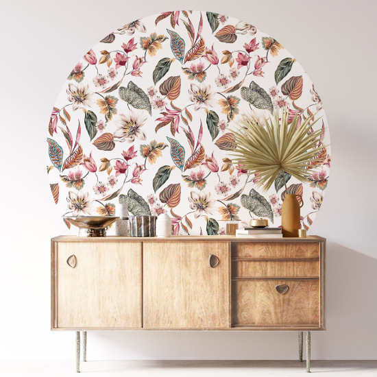 Round / Circle Wall Sticker - Botanical pattern