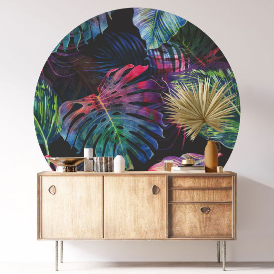 Round / Circle Wall Sticker - Botanical pattern