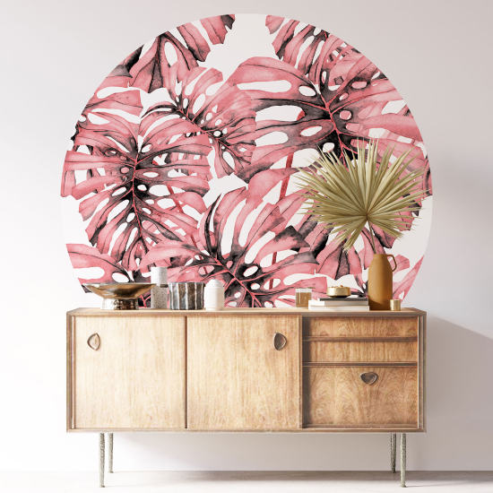 Round / Circle Wall Sticker - Botanical pattern