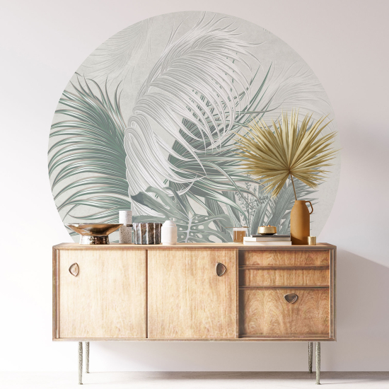 Round / Circle Wall Sticker - Botanical pattern