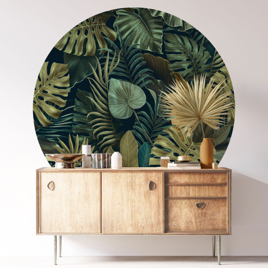 Round / Circle Wall Sticker - Botanical pattern