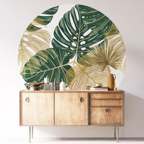 Round / Circle Wall Sticker - Botanical pattern