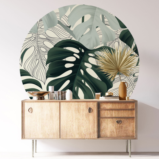 Round / Circle Wall Sticker - Botanical pattern