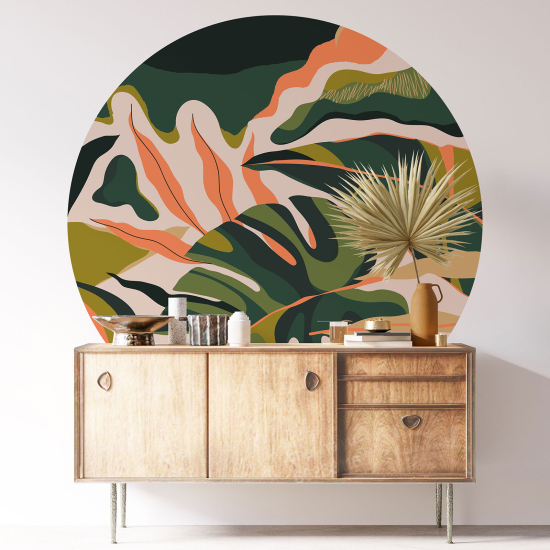 Round / Circle Wall Sticker - Botanical pattern