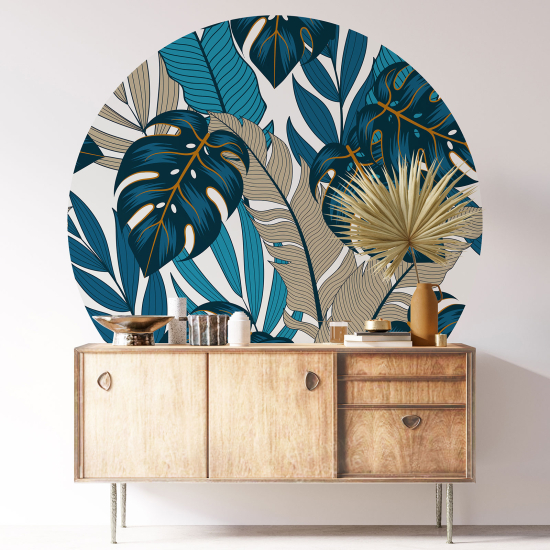 Round / Circle Wall Sticker - Botanical pattern