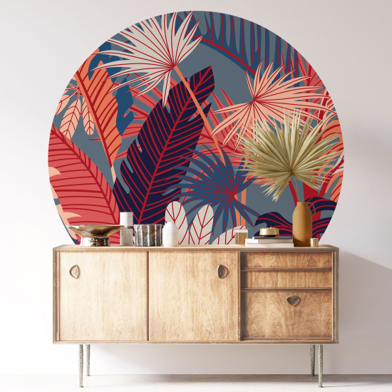 Round / Circle Wall Sticker - Botanical pattern