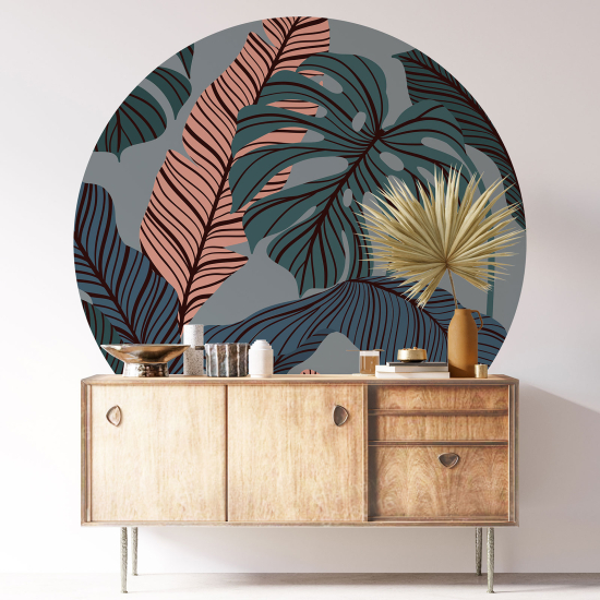 Round / Circle Wall Sticker - Botanical pattern