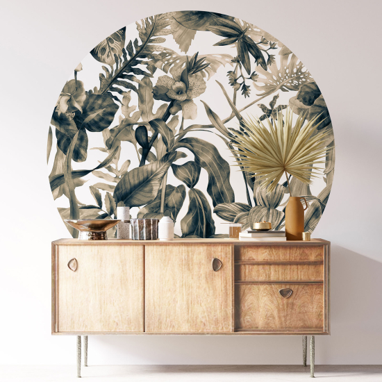 Round / Circle Wall Sticker - Botanical pattern