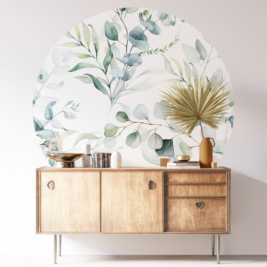 Round / Circle Wall Sticker - Botanical pattern