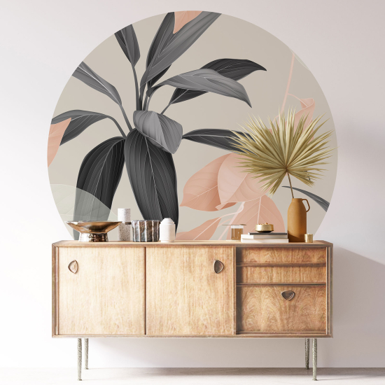 Round / Circle Wall Sticker - Botanical pattern