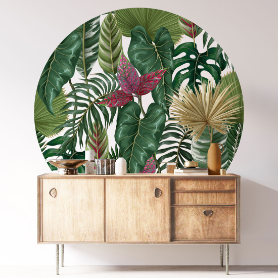 Round / Circle Wall Sticker - Botanical pattern