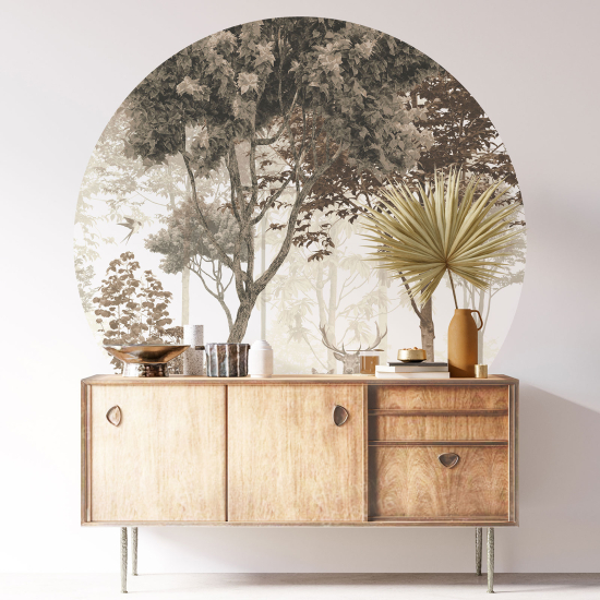 Round / Circle Wall Sticker - Deer Forest